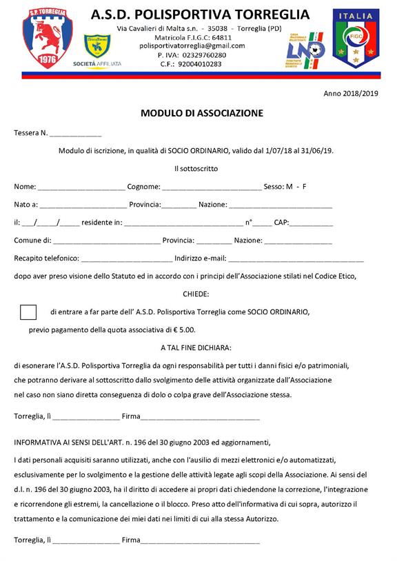 Modulo di Associazione